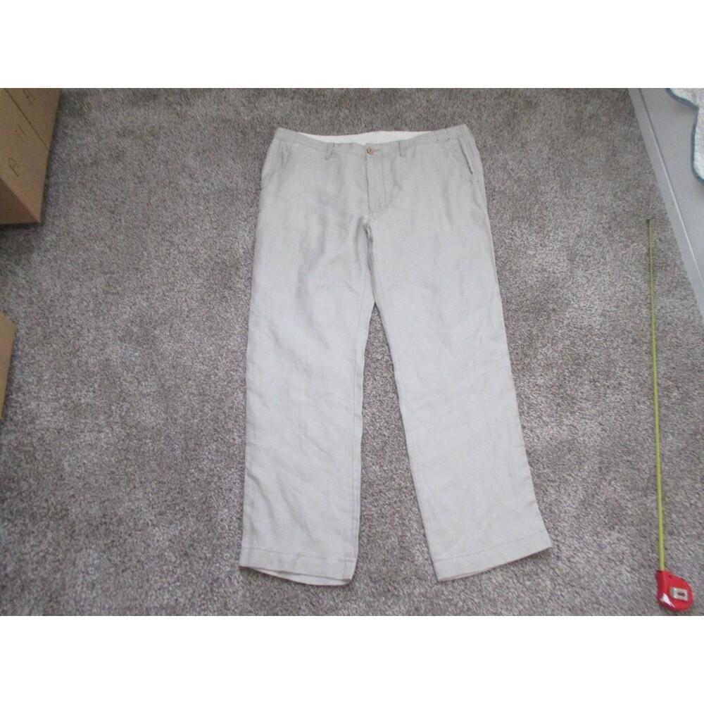 Tommy Bahama Linen Pants Relax Mens 40x32 cream/grey